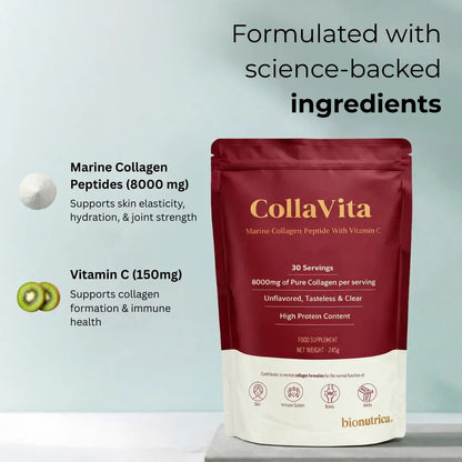 CollaVita Ingredients – Marine Collagen Peptides 8000mg & Vitamin C 150mg