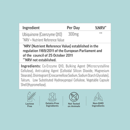 Ubiquinone CoQ10 300mg Supplement Facts and Ingredients Label