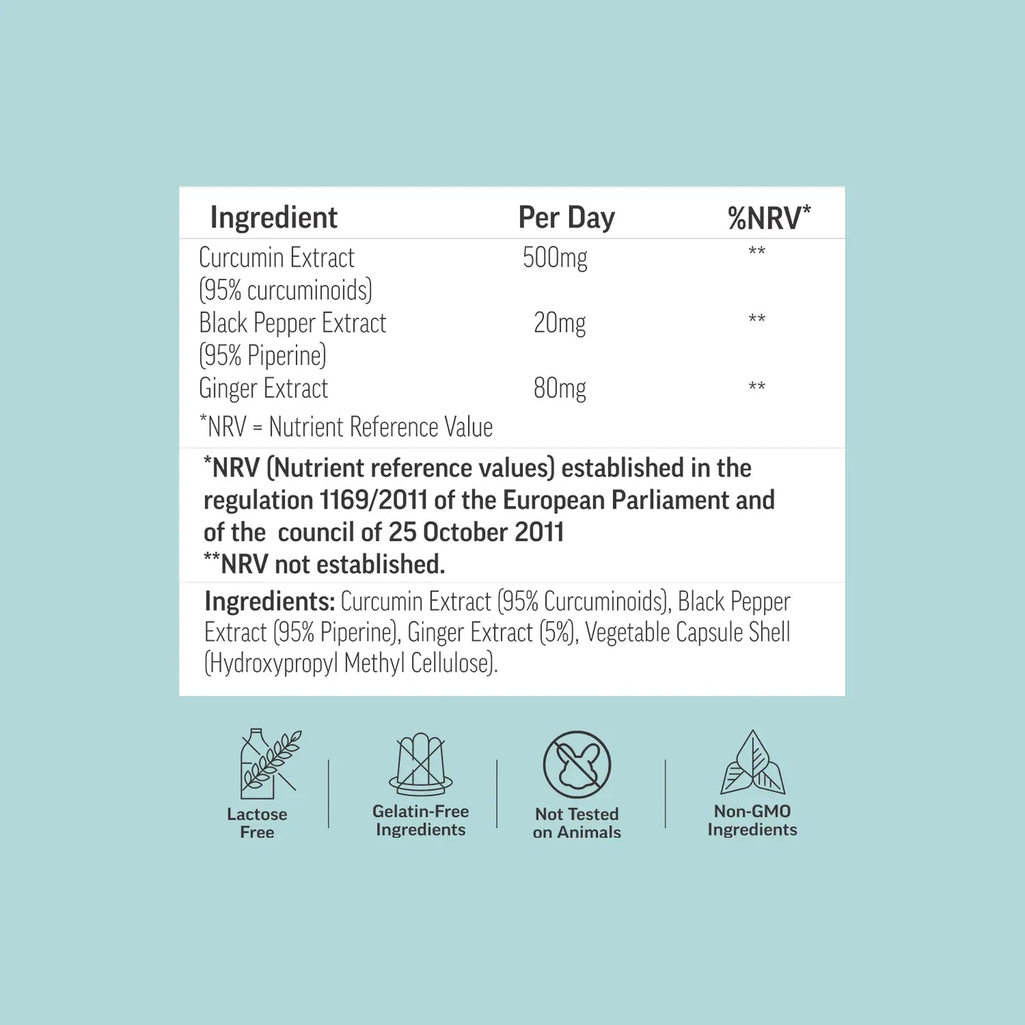 Curcumin 95 high-strength turmeric capsules back label – Bionutrica