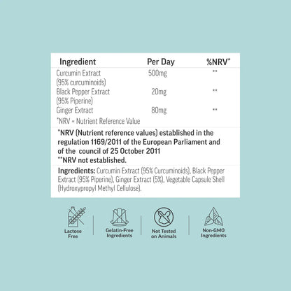 Curcumin 95 high-strength turmeric capsules back label – Bionutrica