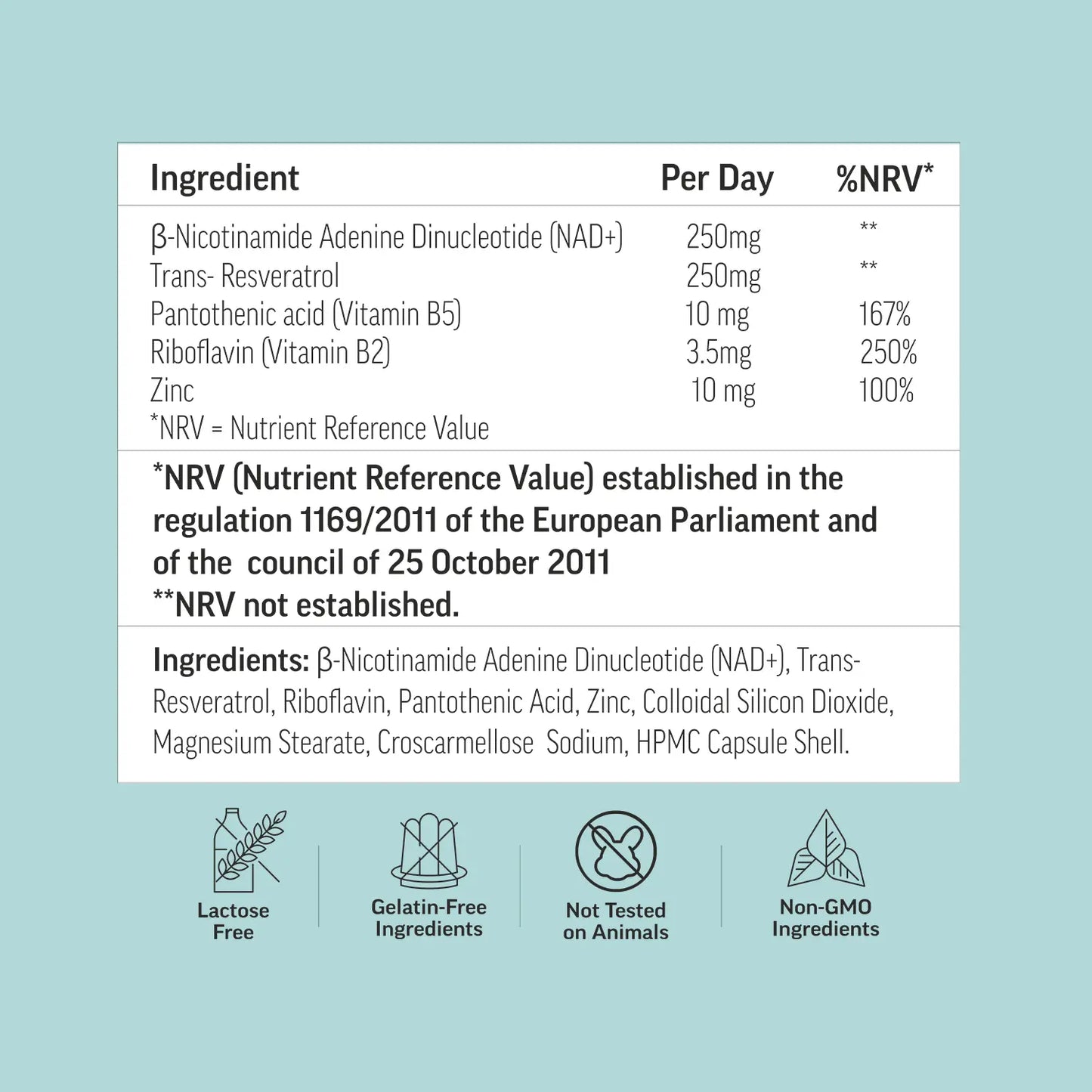 DeCod NAD+ Supplement Label – Ingredients, Dosage & Usage Info – Buy Online UK & Ireland