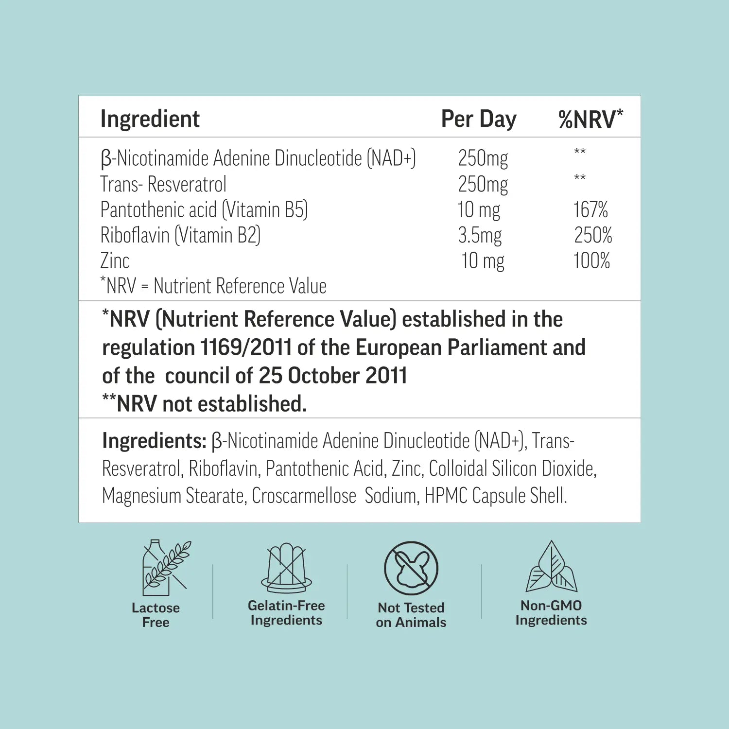 DeCod NAD+ Supplement Label – Ingredients, Dosage & Usage Info – Buy Online UK & Ireland