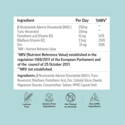 DeCod NAD+ Supplement Label – Ingredients, Dosage & Usage Info – Buy Online UK & Ireland