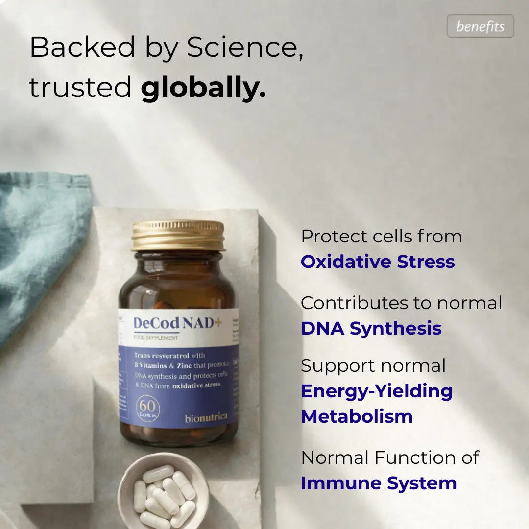 NAD+ Supplement Benefits – Cellular Energy, DNA Repair & Antioxidant Support – Buy DeCod NAD+