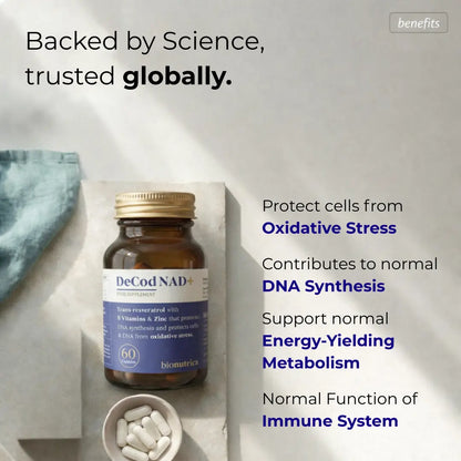 NAD+ Supplement Benefits – Cellular Energy, DNA Repair & Antioxidant Support – Buy DeCod NAD+