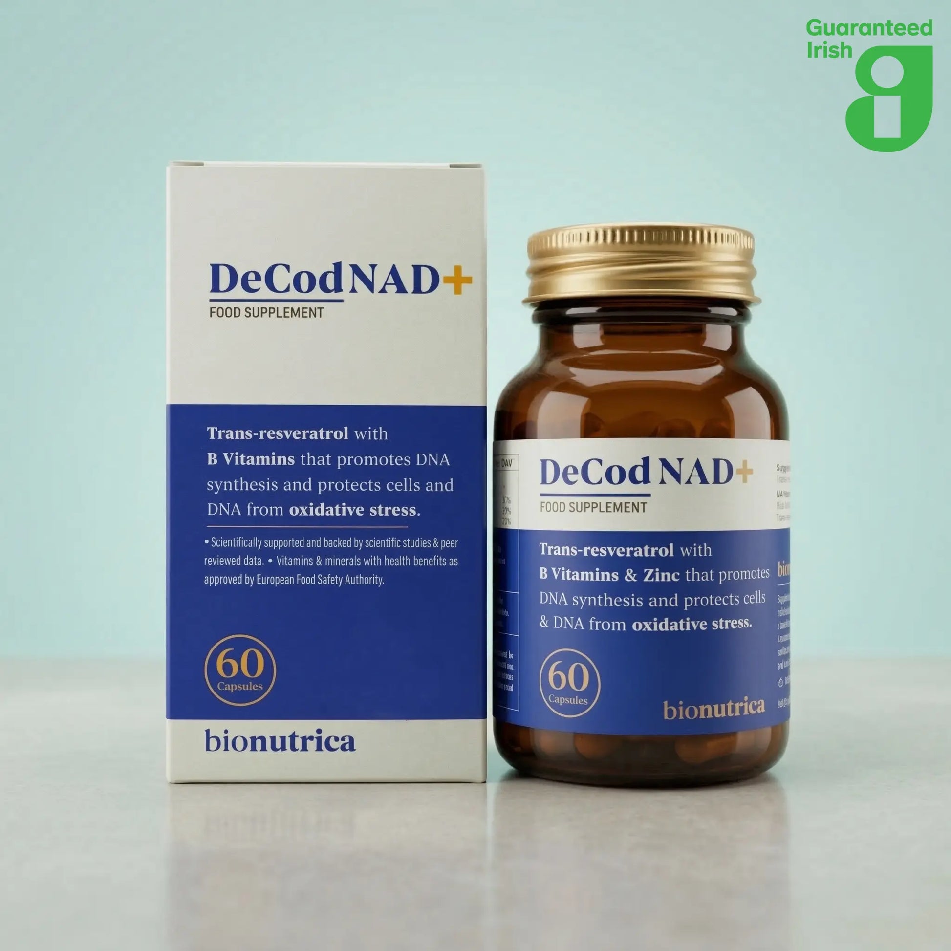 Buy DeCod NAD+ Supplement 250mg – 60 Capsules with Trans-Resveratrol by Bionutrica